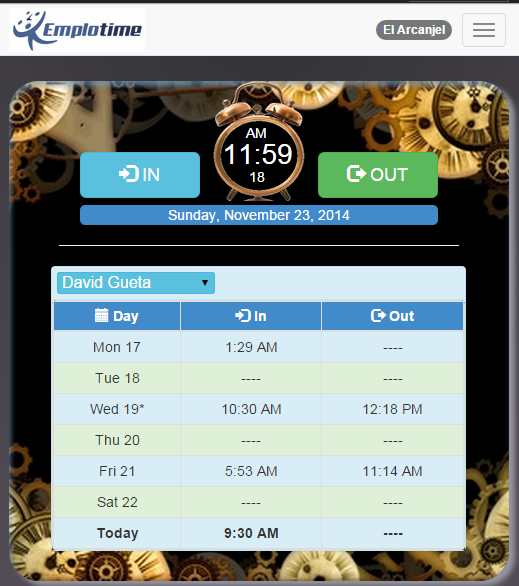 Emplotime time and attendance web clock